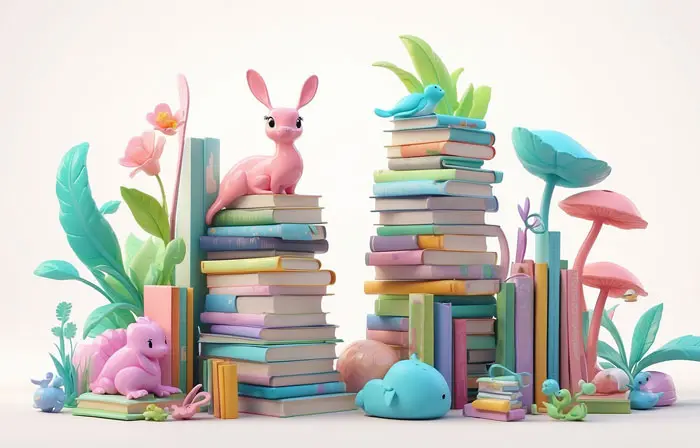 Stack of Books 3D Design Artwork Illustration